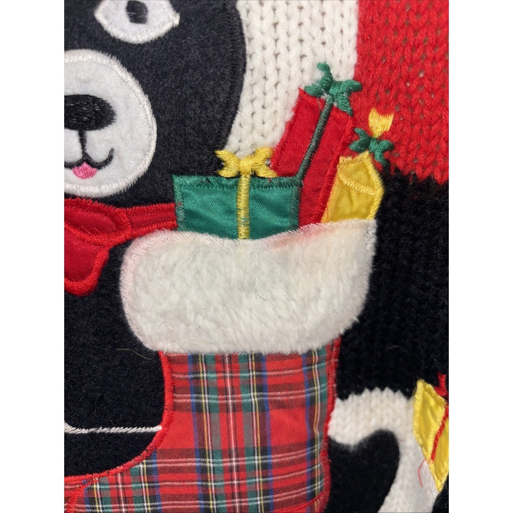 Vintage Santa Bear Sz Med Ugly Christmas Cream Acrylic Chunky Fun Sweater Korea - Picture 3 of 8